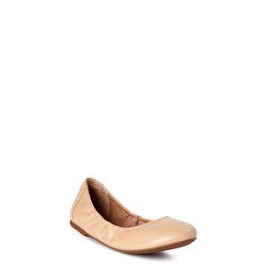 Time and Tru Women's Scrunch Ballet Flats, Wide Width